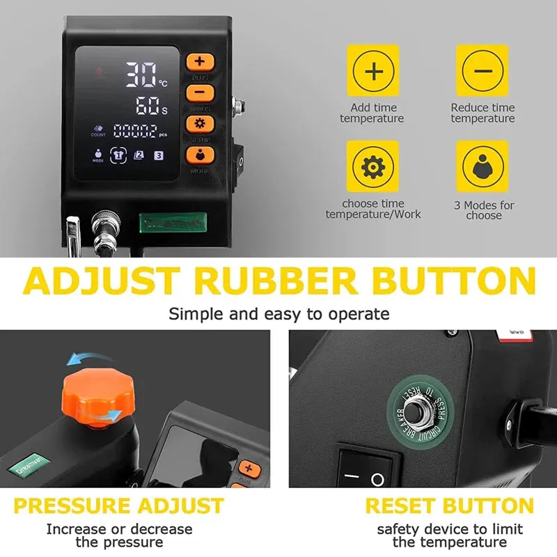 8 in 1 Heat Press Machine 12" X 15" Digital Multifunction Shirt Transfer Machine for DIY T-Shirt Hat Cap Mug Plate