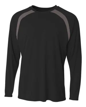 A4 N3003 Spartan Long Sleeve Color Block Crew - Black Graphite