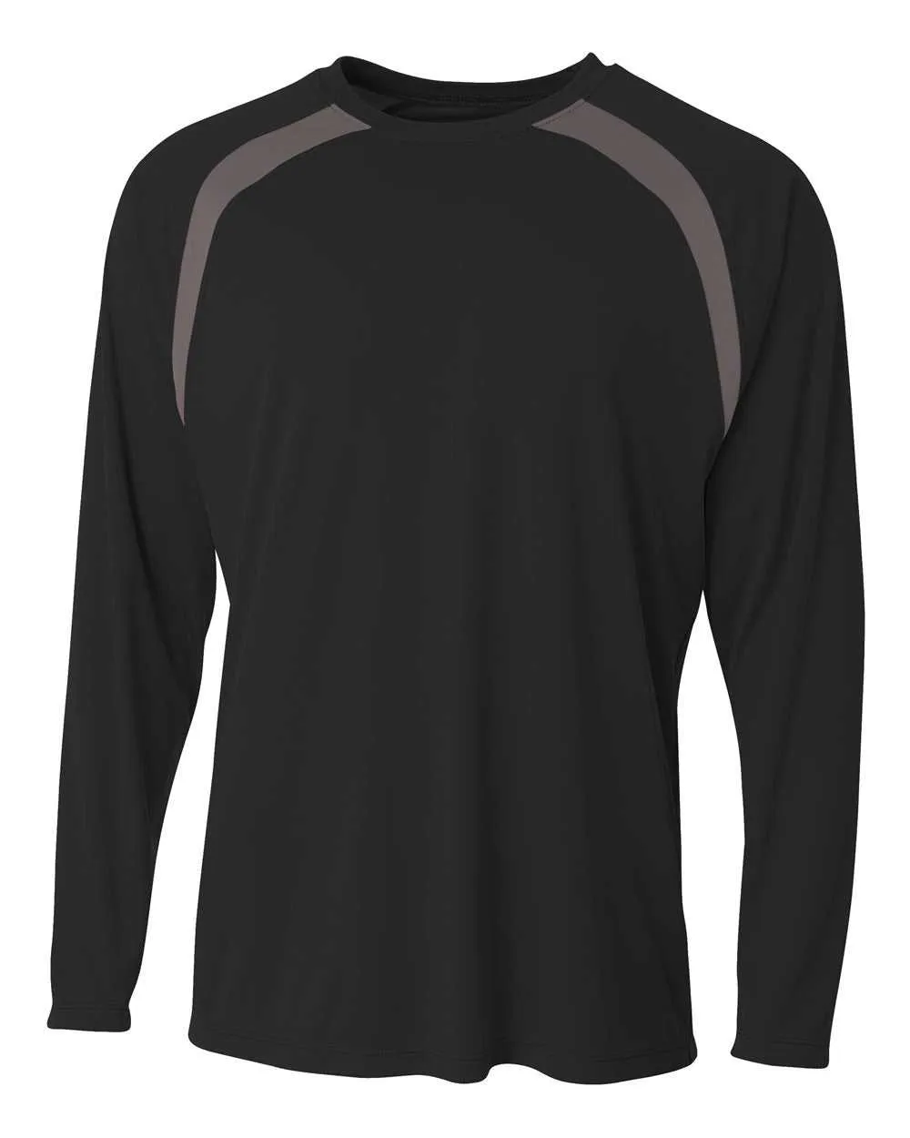 A4 N3003 Spartan Long Sleeve Color Block Crew - Black Graphite