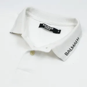 Balmain Basic White Polo Shirt