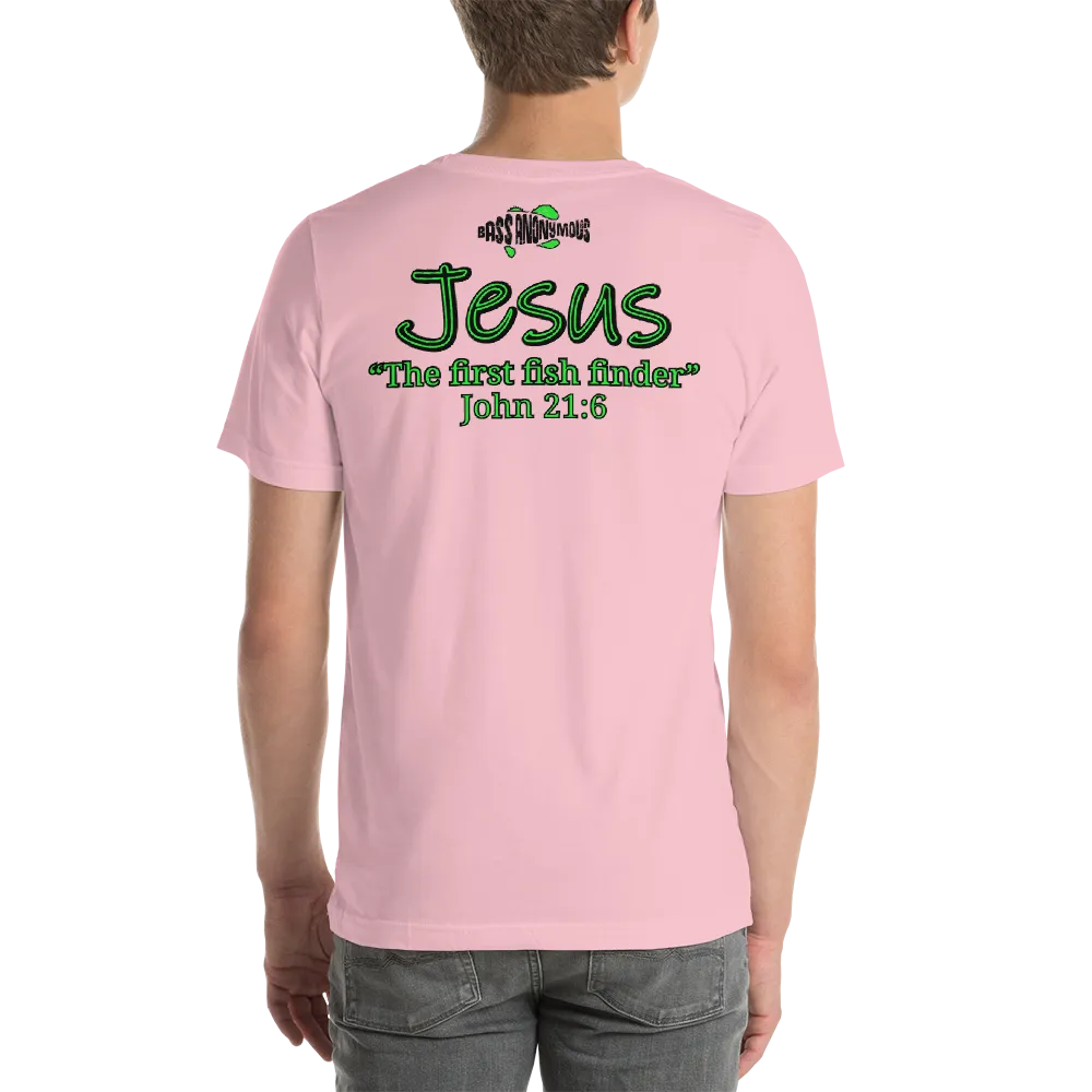 Bass Anonymous Jesus "The first fish finder" Black w green logo