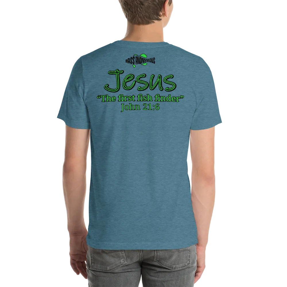 Bass Anonymous Jesus "The first fish finder" Black w green logo