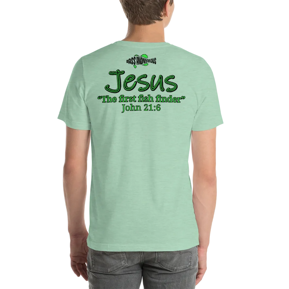 Bass Anonymous Jesus "The first fish finder" Black w green logo