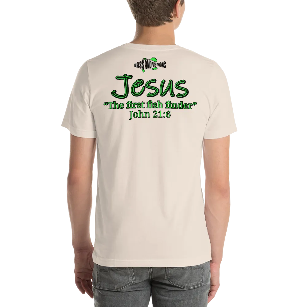 Bass Anonymous Jesus "The first fish finder" Black w green logo