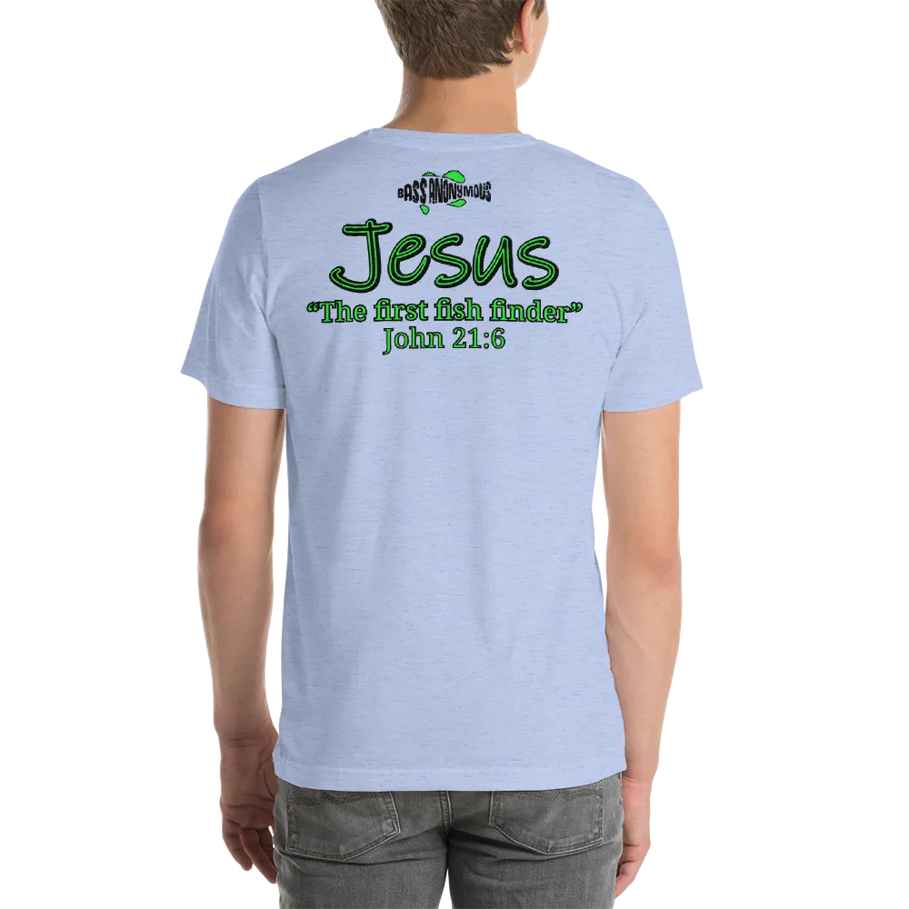 Bass Anonymous Jesus "The first fish finder" Black w green logo