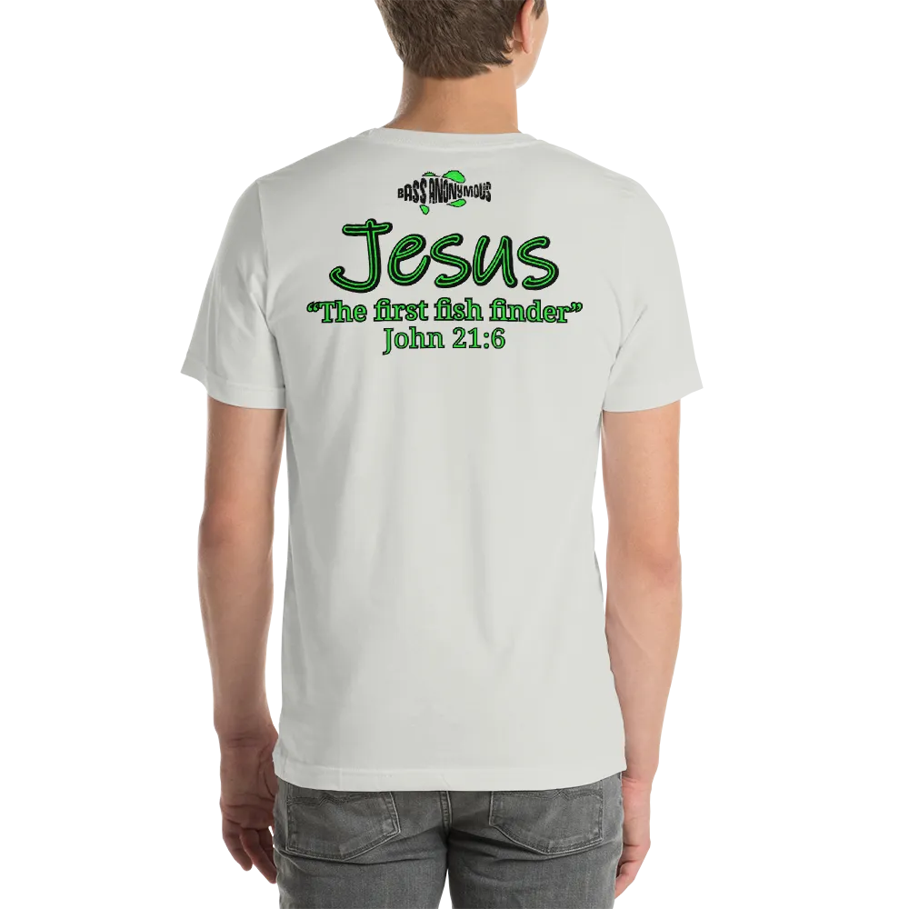 Bass Anonymous Jesus "The first fish finder" Black w green logo