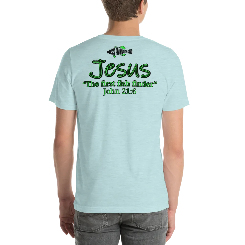 Bass Anonymous Jesus "The first fish finder" Black w green logo