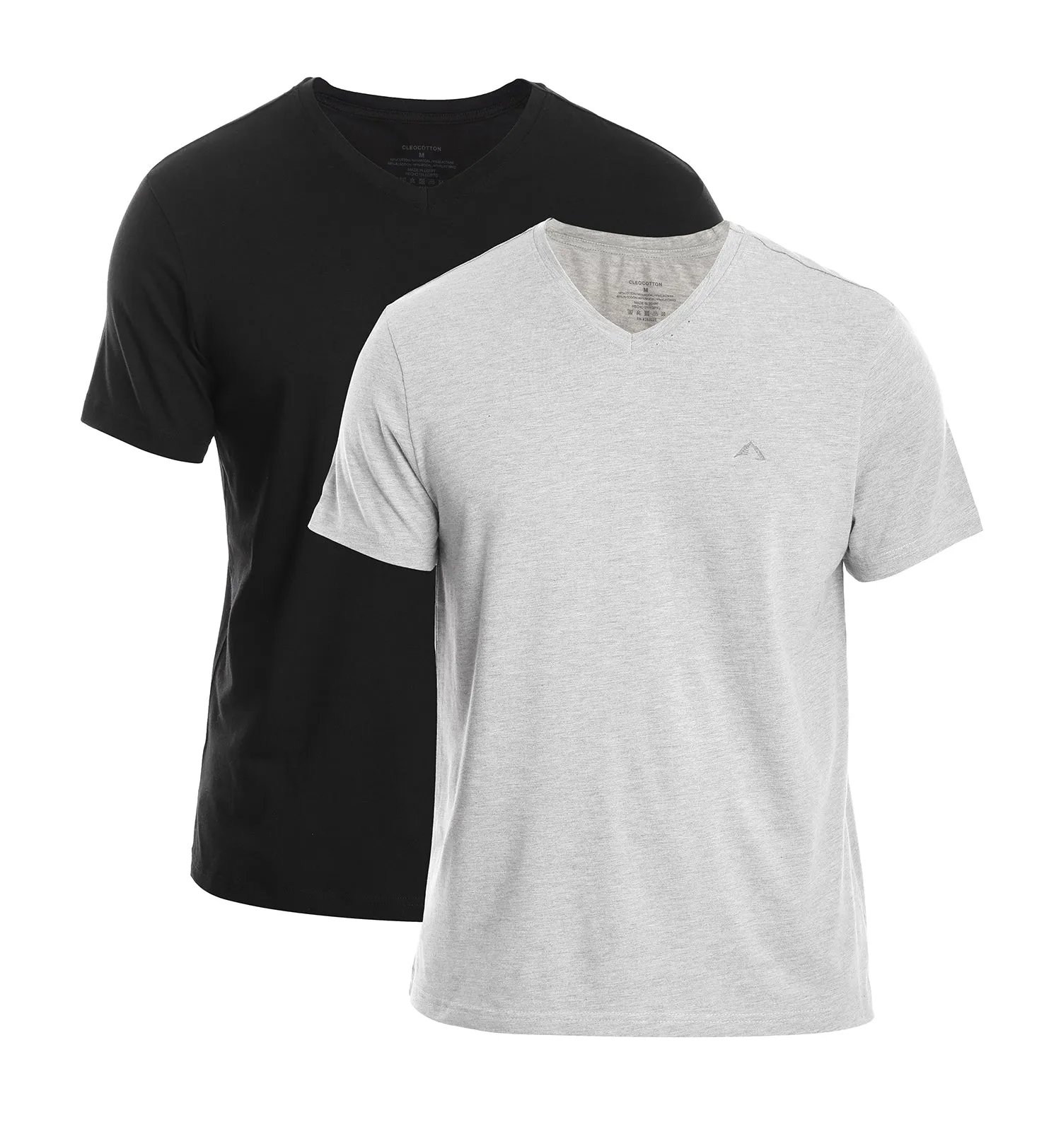 BLACK & H. GREY CLEOCOTTON PREMIUM V-NECK MODAL STRETCH LOGO T-SHIRT - 2 PK