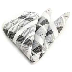 Black/White Plaid Pocket Square for Men - Premium Silk Handkerchiefs for Suits