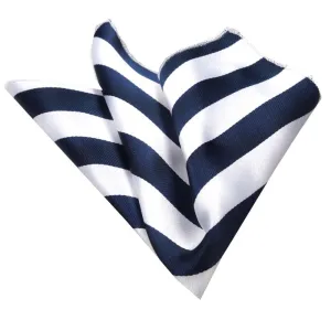 Blue White Stripes Mens Pocket Square - Premium Silk Handkerchiefs for Suits