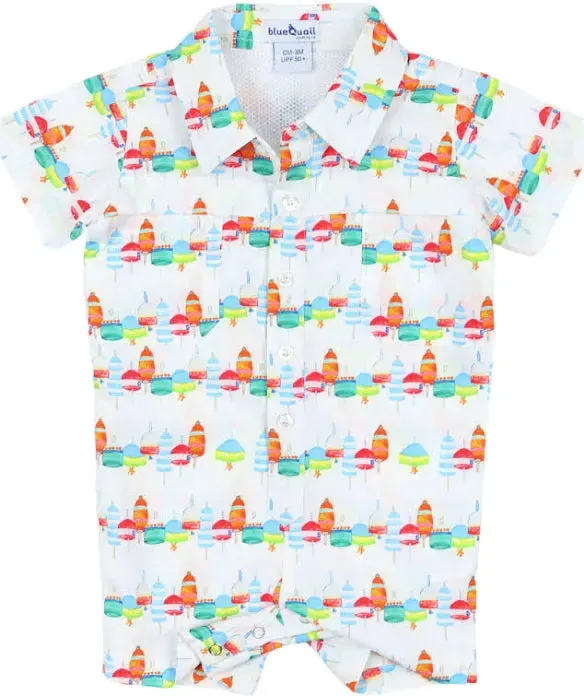 Buoys Short Sleeve Romper || Blue Quail