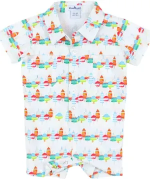 Buoys Short Sleeve Romper || Blue Quail