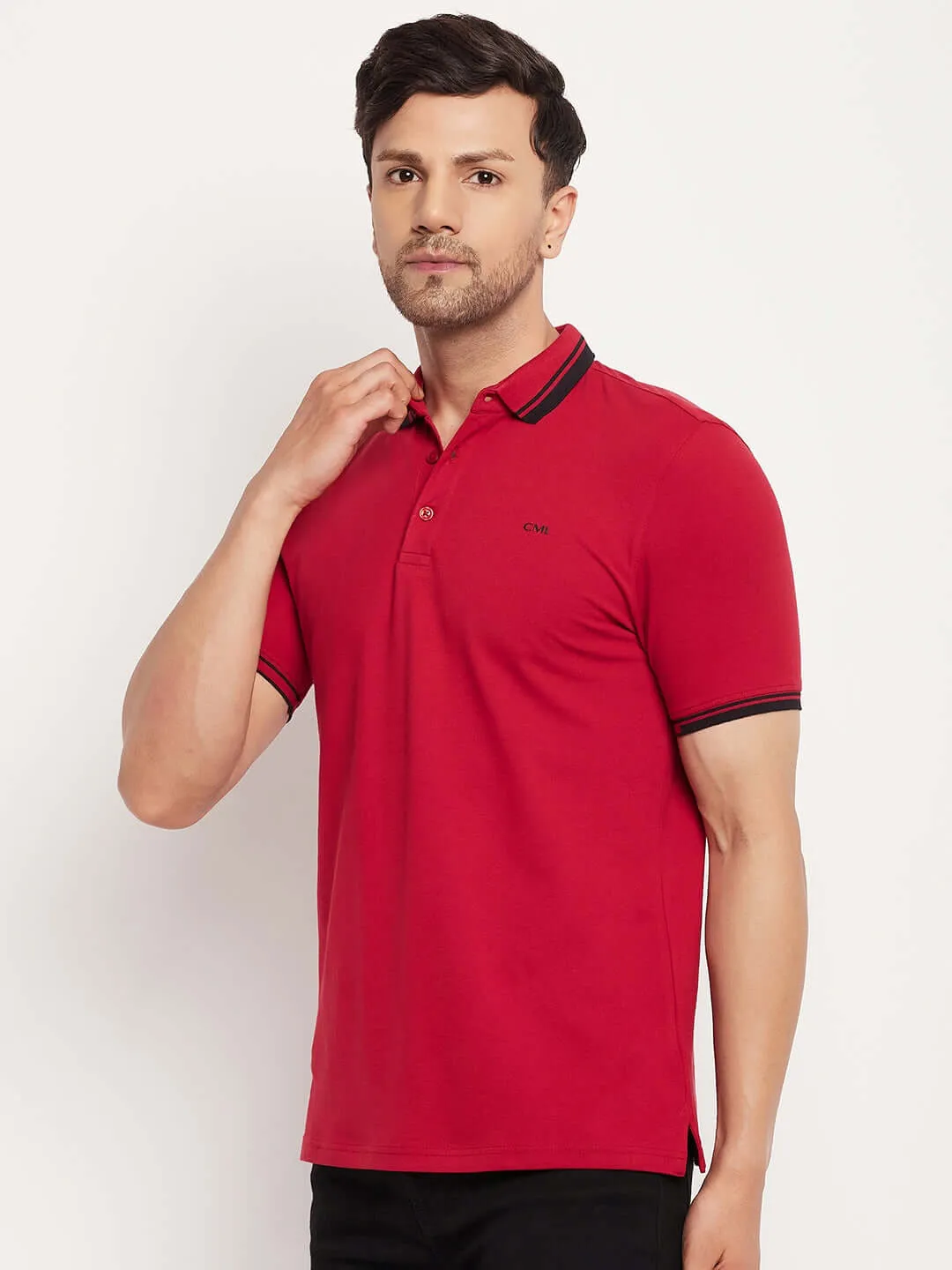 Camla Barcelona Men’S Red Polo Neck T-Shirt