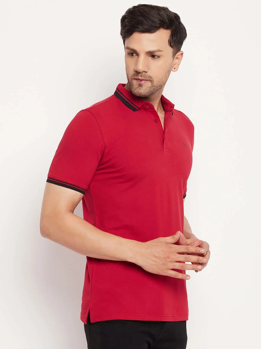 Camla Barcelona Men’S Red Polo Neck T-Shirt
