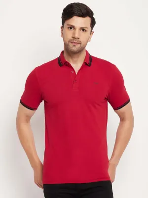 Camla Barcelona Men’S Red Polo Neck T-Shirt