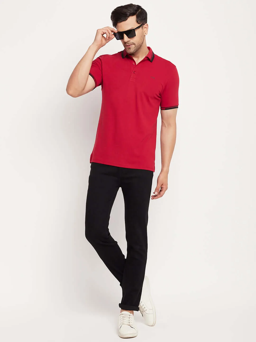Camla Barcelona Men’S Red Polo Neck T-Shirt
