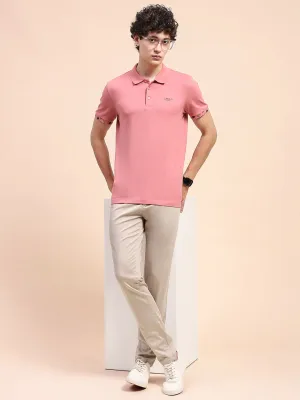 Camla Barcelona Solid Dusty Pink Polo Neck T-Shirt