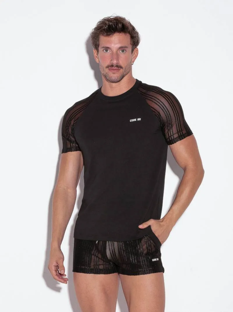 CODE22 Stripe T-Shirt: See-Through Sheer Stripes