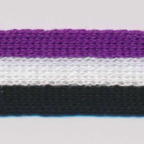 Cotton Stripe Knit Tape #41 Royal Purple & Off White & Black
