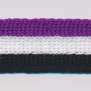 Cotton Stripe Knit Tape #41 Royal Purple & Off White & Black