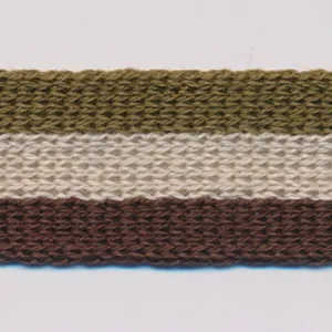 Cotton Stripe Knit Tape #43 Leaf Green & Cream Khaki & Dark Brown