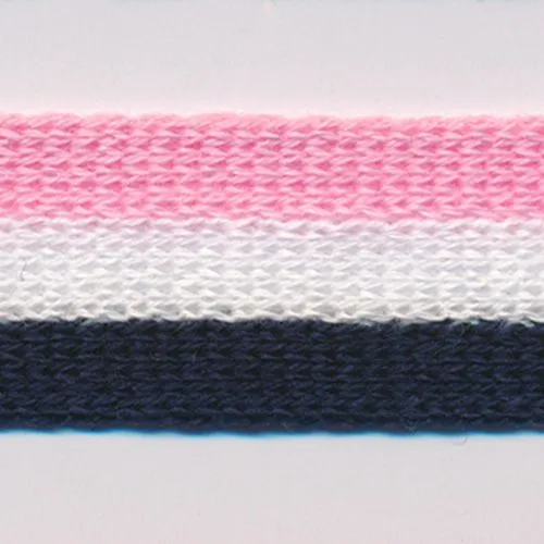 Cotton Stripe Knit Tape #44 Lilac Sachet & Off White & Night Blue