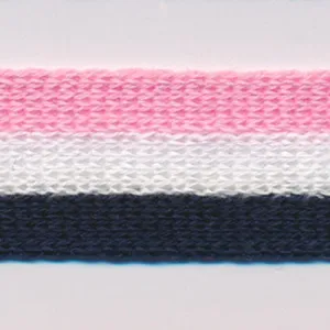 Cotton Stripe Knit Tape #44 Lilac Sachet & Off White & Night Blue