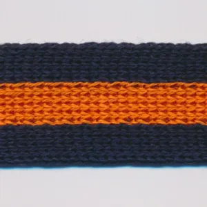 Cotton Stripe Knit Tape #45 Night Blue & Flame Orange