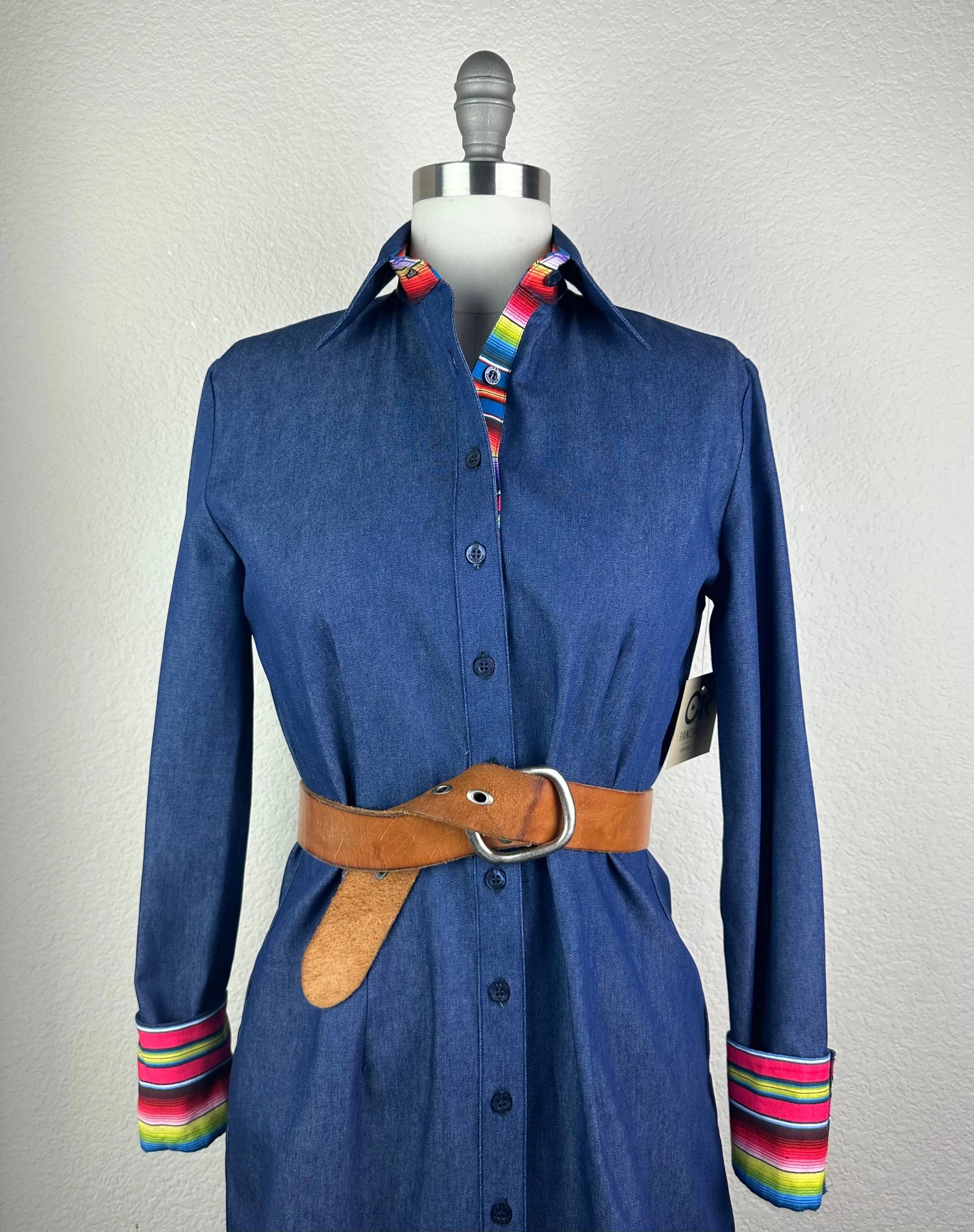 CR Signature Western Pro Dark Denim with Serape Dress- FINAL SALE