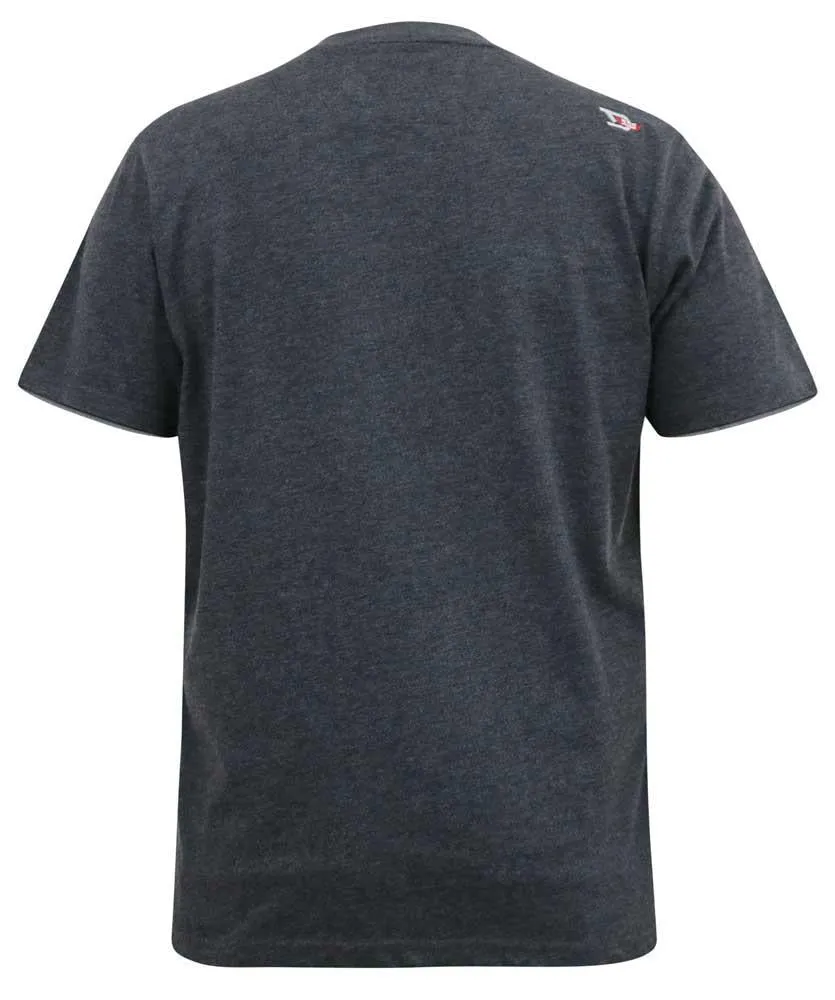 D555 ALFRED 2 Pack Printed Short Sleeve T-Shirt for Men's (601502) in Denim/Charcoal, 3XL-6XL