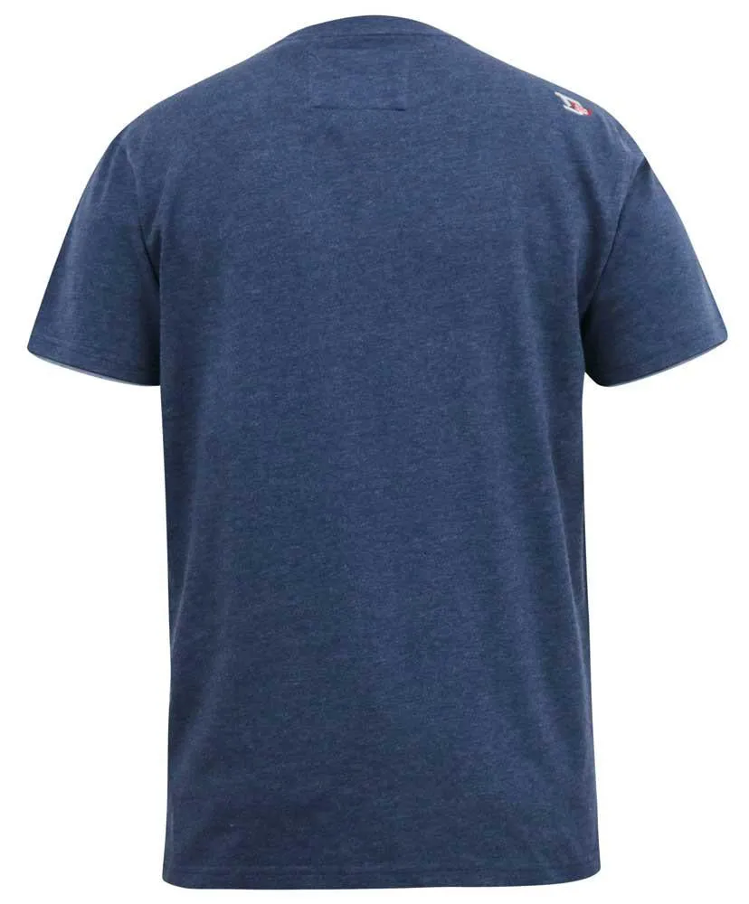 D555 ALFRED 2 Pack Printed Short Sleeve T-Shirt for Men's (601502) in Denim/Charcoal, 3XL-6XL