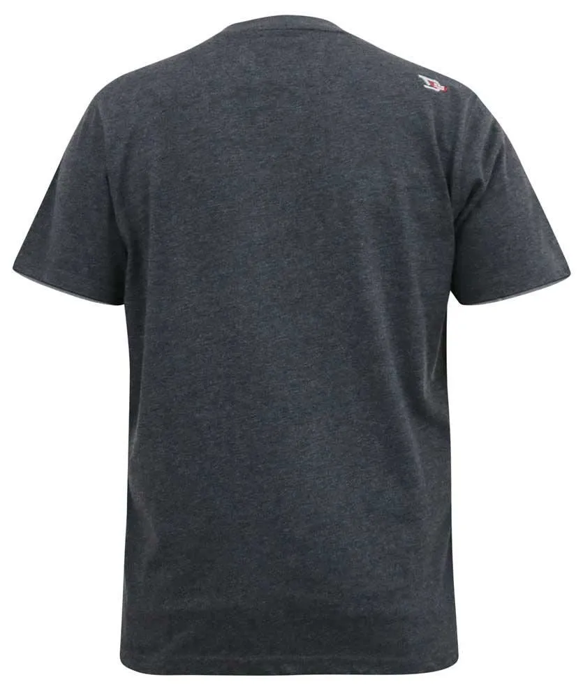 D555 ALFRED 2 Pack Printed Short Sleeve T-Shirt for Men's (601502) in Denim/Charcoal, 3XL-6XL