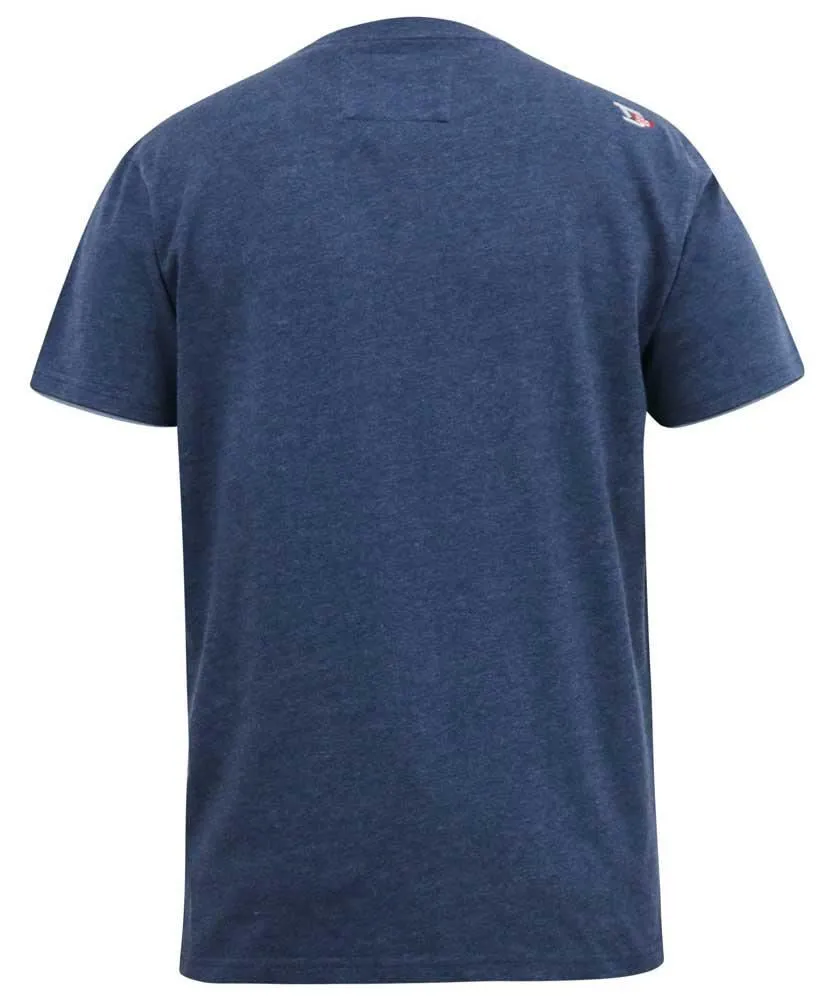 D555 ALFRED 2 Pack Printed Short Sleeve T-Shirt for Men's (601502) in Denim/Charcoal, 3XL-6XL