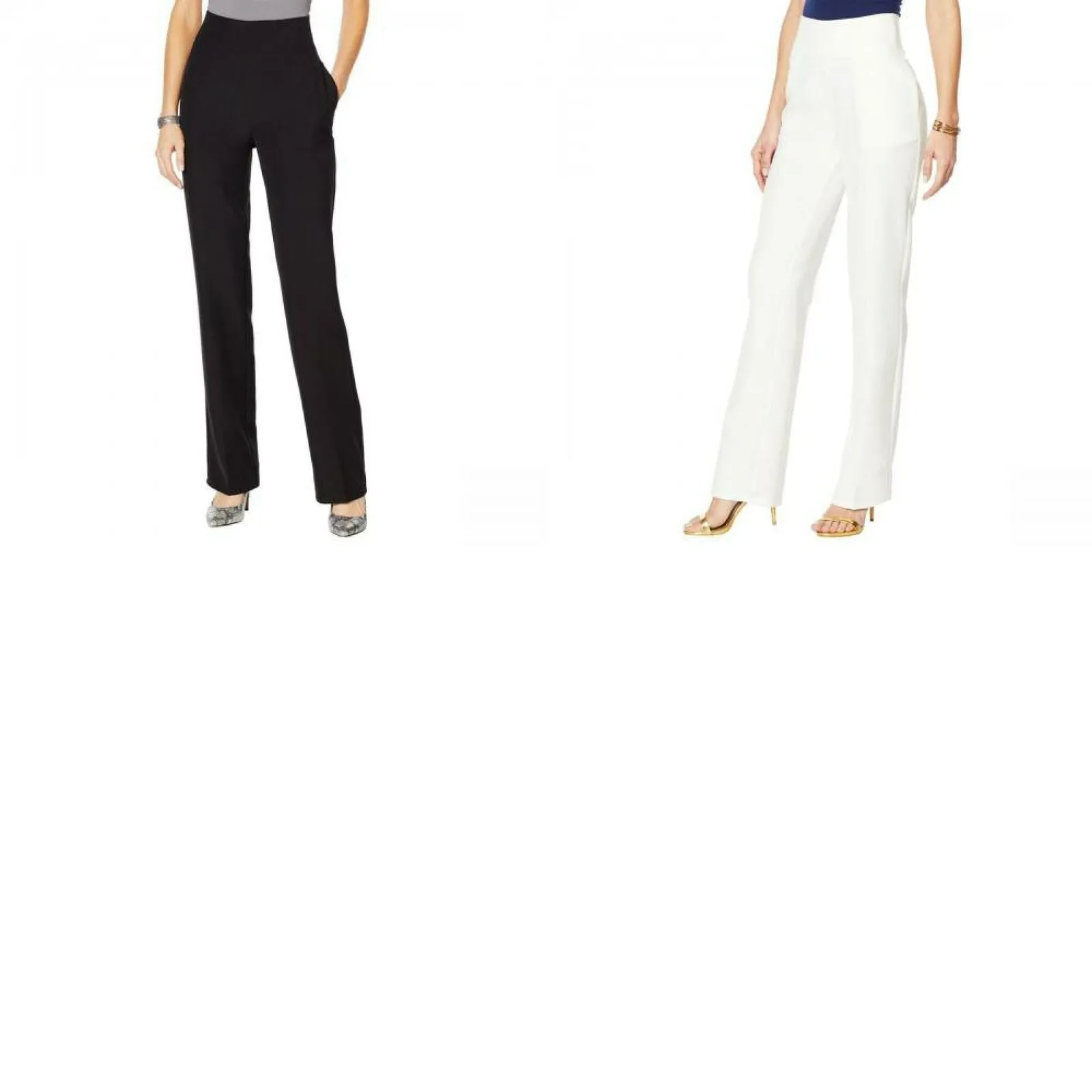 DG2 by Diane Gilman Women's Wrinkle Resistant Gabardine Wide Leg Trousers