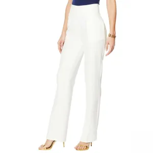 DG2 by Diane Gilman Women's Wrinkle Resistant Gabardine Wide Leg Trousers