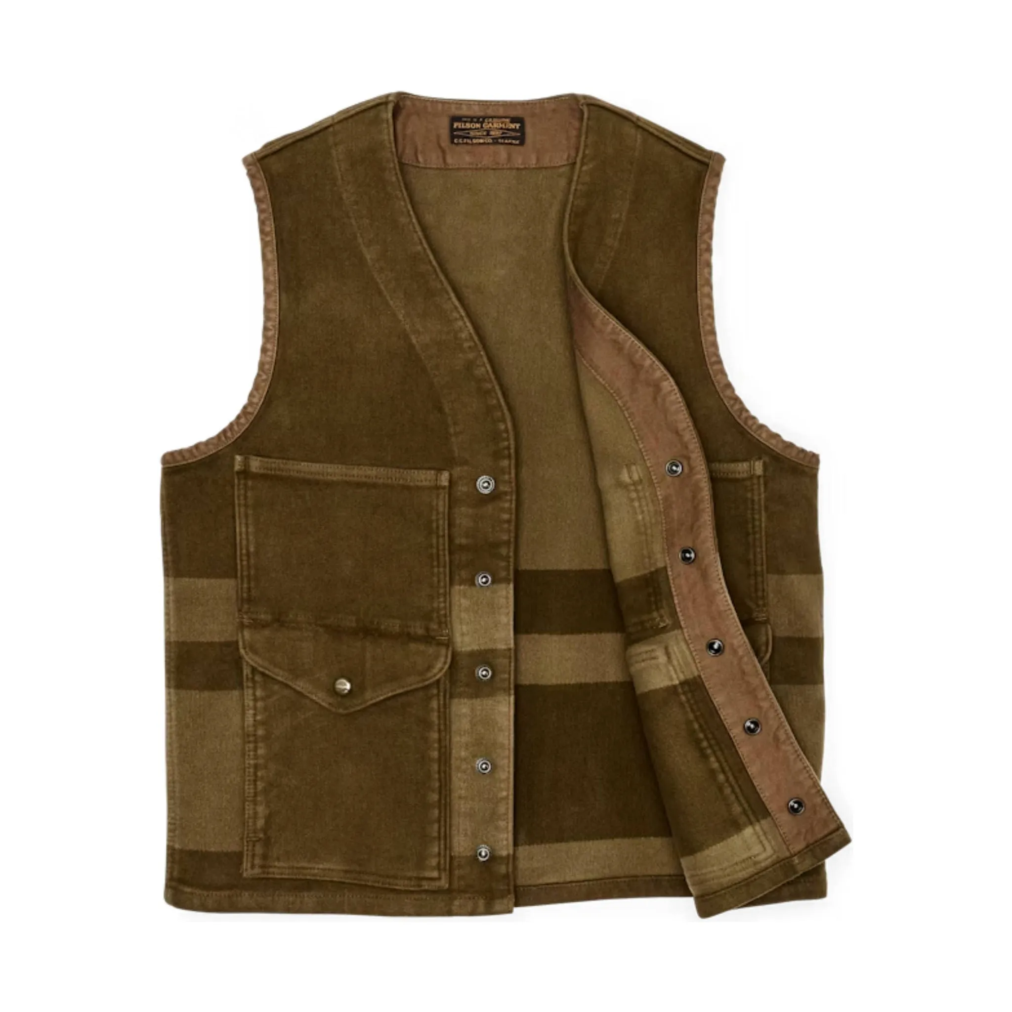 Filson Men's Beartooth Cruiser Vest - Marsh Olive Stripe