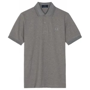 Fred Perry Made in England Twin Tipped Polo Shirt, Style M12, Grey Marl with Grey Stripes