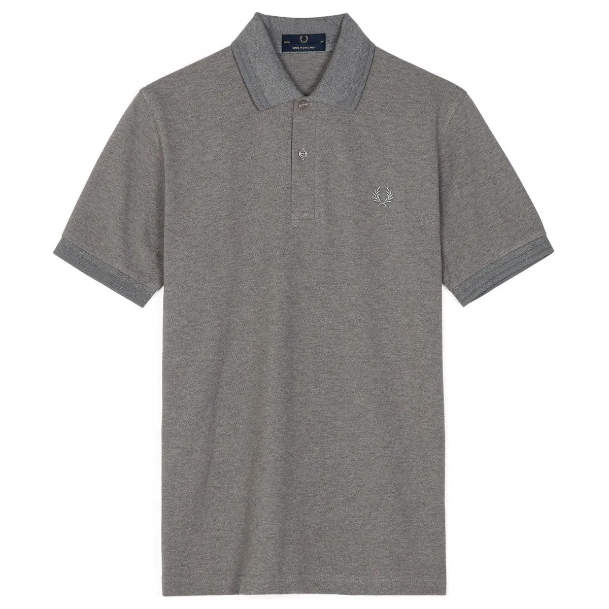 Fred Perry Made in England Twin Tipped Polo Shirt, Style M12, Grey Marl with Grey Stripes