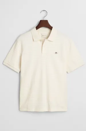 GANT - Textured Striped Polo Shirt In Cream 2014035 130