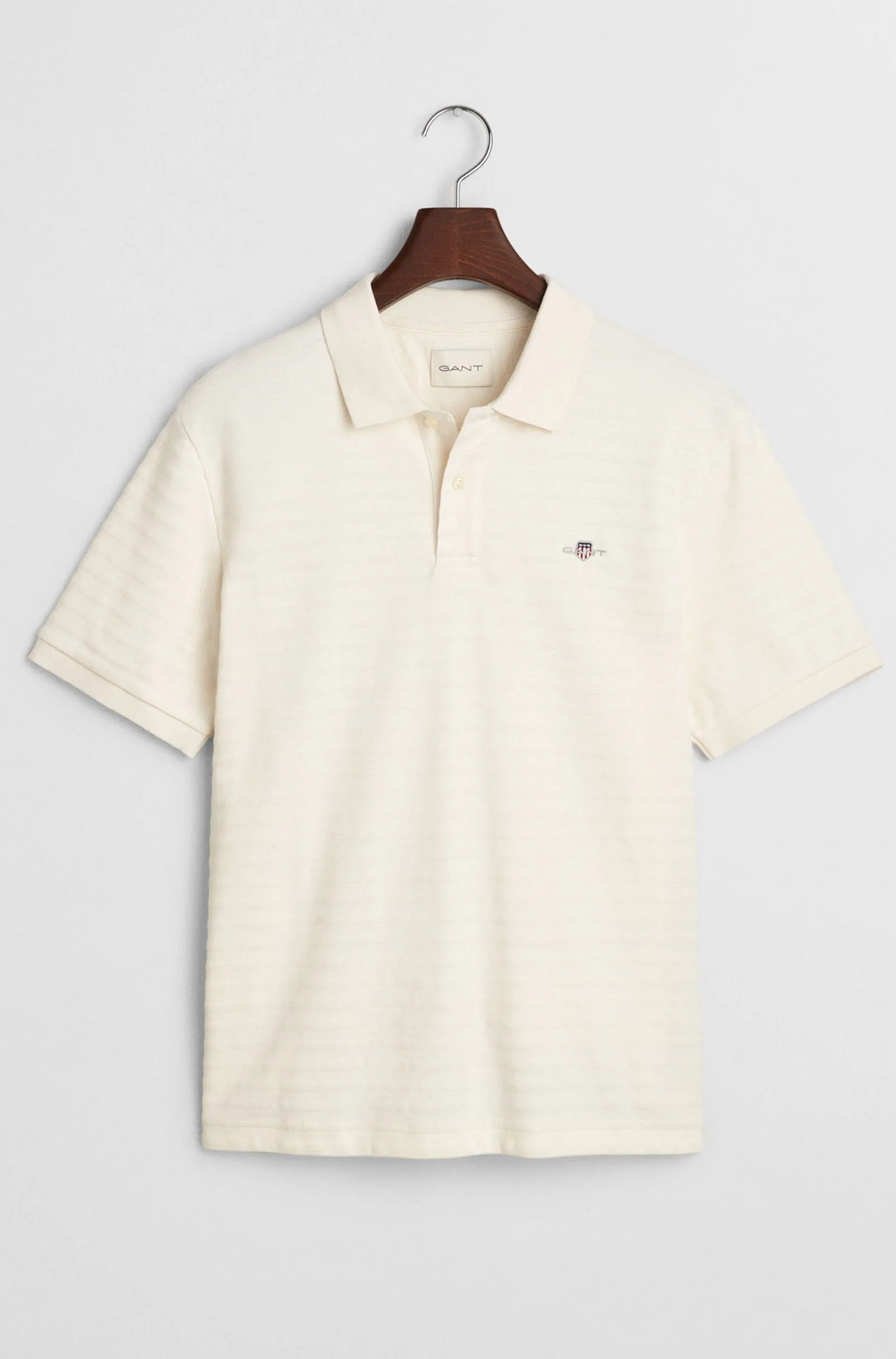 GANT - Textured Striped Polo Shirt In Cream 2014035 130