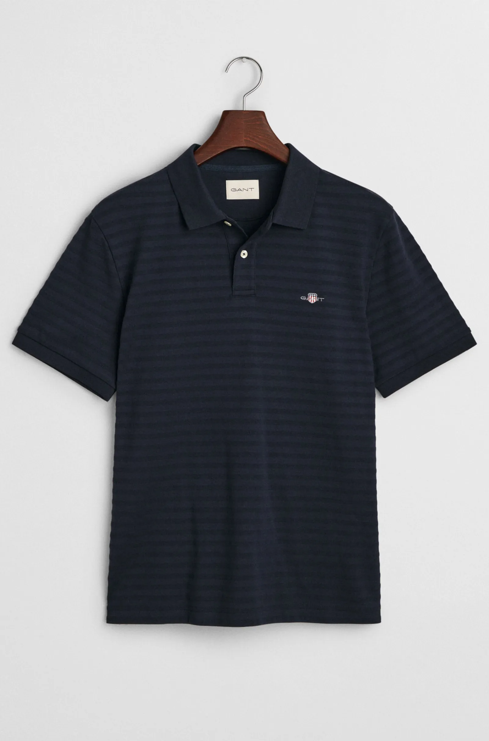 GANT - Textured Striped Polo Shirt In Evening Blue 2014035 433