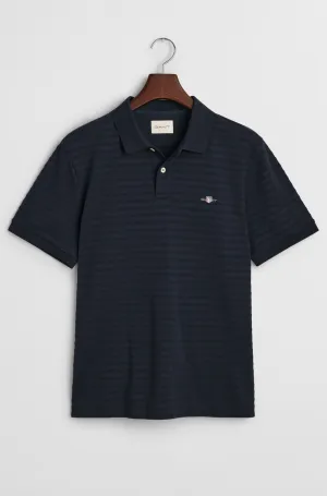 GANT - Textured Striped Polo Shirt In Evening Blue 2014035 433