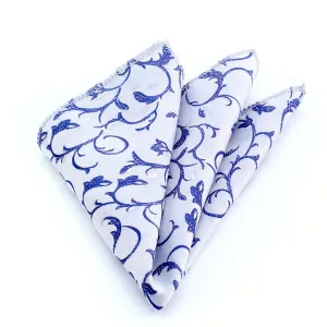 Gray blue floral Mens Pocket Square - Premium Silk Handkerchiefs for Suits