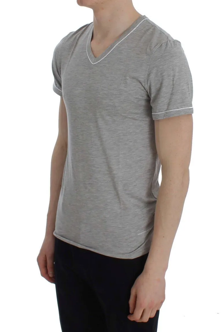 Gray Modal Stretch V-neck Underwear T-shirt