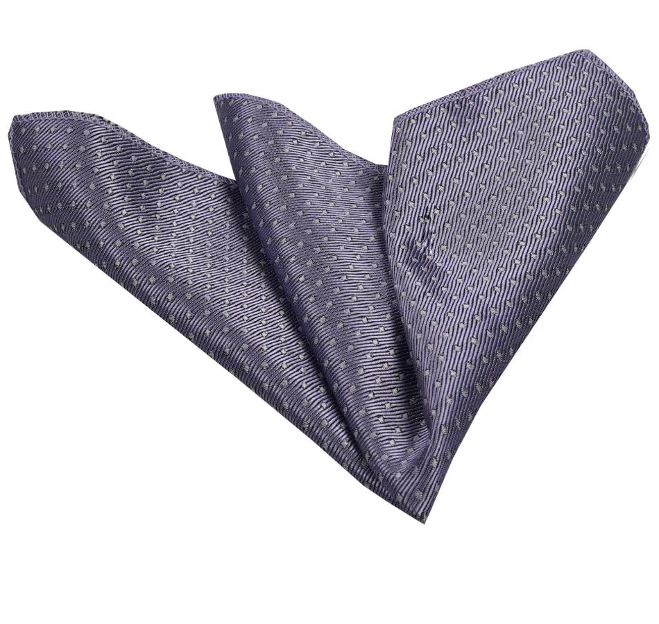 Grey with White Patterns Pocket Square for Men - Premium Silk Handkerchiefs for Suits