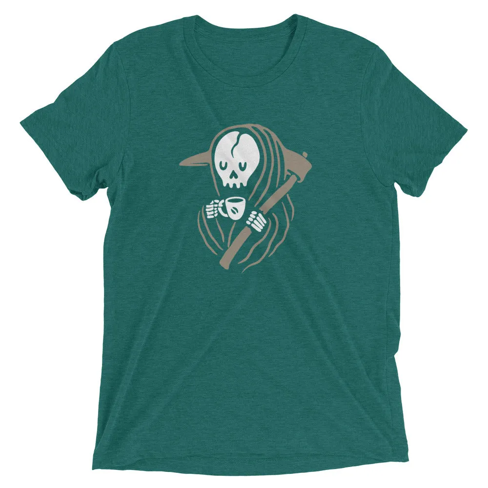 Grim Reaper loves coffee t-shirt