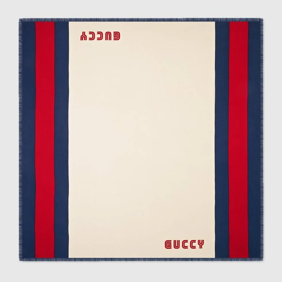 Gucci Guccy Striped Scarf in White