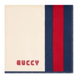 Gucci Guccy Striped Scarf in White