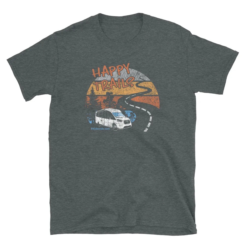 Happy Trail Short-Sleeve Men and Women's T-Shirt - Black, Navy, Dark Heather