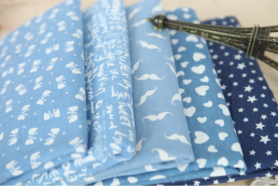 Hearts Stretchy Denim Cotton Fabric - By the Yard 65254 - 240